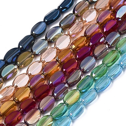 Abalorios de vidrio electrochapa, color de ab chapado, oval