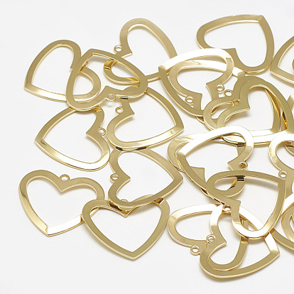 Brass Open Back Bezel Pendants, For DIY UV Resin, Epoxy Resin, Pressed Flower Jewelry, Heart, Real 18K Gold Plated