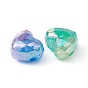 10Pcs 5 Colors Transparent Crackle Acrylic Beads, Gradient Color, Heart