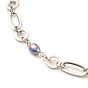 304 Stainless Steel Oval & Ring Link Chains Necklace with Natural Pearl Beaded for Women, Stainless Steel Color