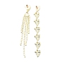 Crystal Rhinestone Heart Tassel Asymmetrical Earrings with 925 Sterling Silver Pins, Alloy Long Dangle Stud Earrings for Women