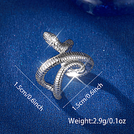 Rhodium Plated Sterling Silver Cuff Earrings, Snake Non Piercing Earrings