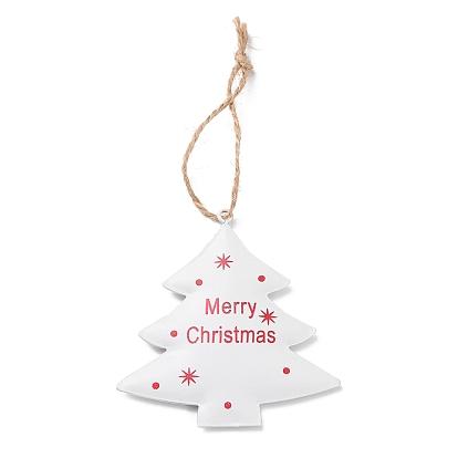 Decoración colgante grande de hierro con tema navideño, cuerda de cáñamo árbol de navidad fiesta adornos colgantes
