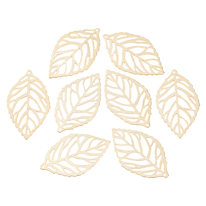 BENECREAT 30Pcs Brass Pendants, Long-Lasting Plated, Leaf