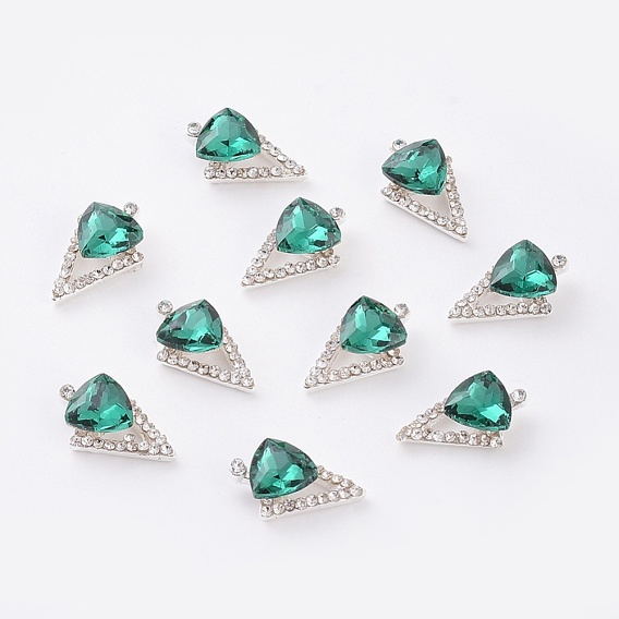 Alloy Cabochons, Nail Art Decoration Accessories, with K9 Glass Rhinestones, Platinum, Triangle