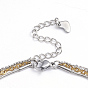 304 Stainless Steel 3-strand Chain Bracelets, Cross Charm Bracelets, with Lobster Claw Clasps