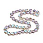 Transparentes perles de verre de galvanoplastie brins, facette, demi-plaqué, hexagone