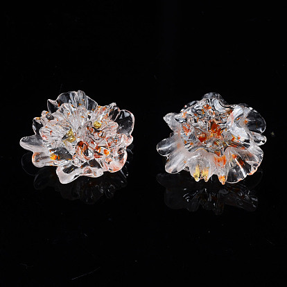 Transparent Resin Cabochons, with 201 Stainless Steel Beads, Flower