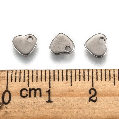 Regalos hechos a mano ideas para el día de san valentín 304 acero inoxidable estampado colgantes etiqueta en blanco, corazón, 6x5x0.9 mm, agujero: 1 mm