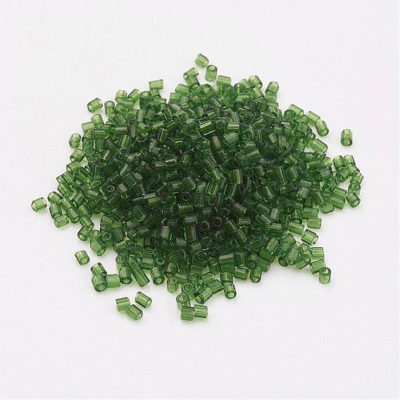 11/0 Two Cut Round Hole Glass Seed Beads, Hexagon, Transparent Colours
