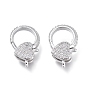 Brass Micro Pave Clear Cubic Zirconia Lobster Claw Clasps, Long-Lasting Plated, Heart