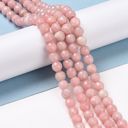 Rose naturel perles d'opale brins, à facettes (128 facettes), ronde