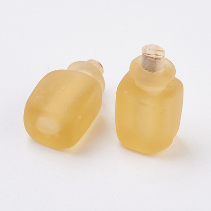 Handmade Lampwork Perfume Bottle Pendants, Essential Oil Bottle, Frosted, Cuboid