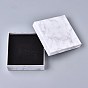 Square Kraft Cardboard Jewelry Boxes, Marble Pattern Necklace Pendant Boxes, with Black Sponge