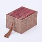 Деревянные браслет коробки, с бельем и кисточкой из нейлонового шнура, прямоугольные