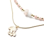 2 pcs 2 ensemble de colliers pendentif champignon en alliage d'émail de style, colliers empilables de perles d'opale rose et d'hématite synthétique et de lampwork pour femmes