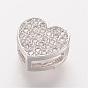 Brass Micro Pave Cubic Zirconia Slide Charms, Heart