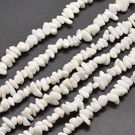 Opaque Glass Chip Beads Strands, 5~8x5~8mm, Hole: 1mm, about 31.5 inch