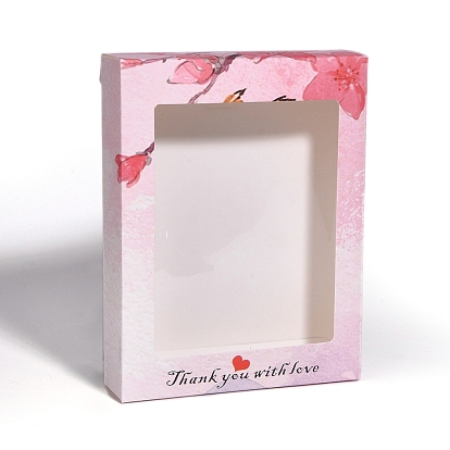 Caja de papel kraft creativa plegable, caja de regalo de papel, con ventana transparente, Rectángulo