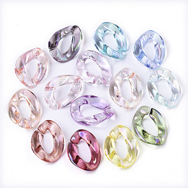 Transparent Acrylic Linking Rings, AB Color Plated, Quick Link Connectors, For Jewelry Curb Chains Making, Twist