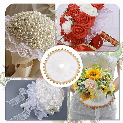 Nbeads Lace Bouquet Collar, Lace Collar DIY Bouquet Holder, for Wedding Flower Holder Packaging Accessories