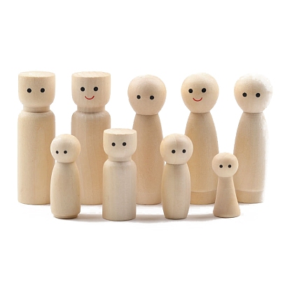 Незаконченные деревянные куклы, деревянный колышек с напечатанными глазами, для детского творчества поделки с игрушками