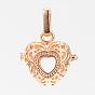 Rack Plating Brass Cage Pendants, For Chime Ball Pendant Necklaces Making, Hollow, Heart