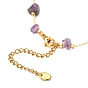 Bracelets de cheville en perles de pierres précieuses mélangées naturelles, chaînes de cheville en laiton, or