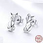 925 Sterling Silver Stud Earrings, with 925 Stamp, Fox