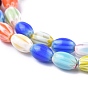 Oval Handmade Millefiori Glass Beads Strands, 12x7.5mm, Hole: 1.5mm, about 32pcs/strand, 14.9 inch