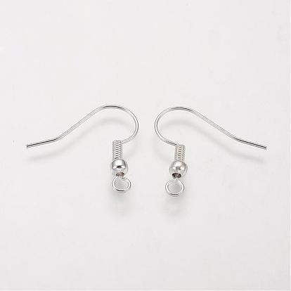 Brass Earring Hooks, Ear Wire, with Beads and Horizontal Loop, Nickel Free, 19mm, Hole: 1.5mm, 21 Gauge, Pin: 0.7mm