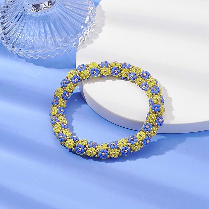 Bracelet extensible en perles de fleur tressées en graines de verre pour femme