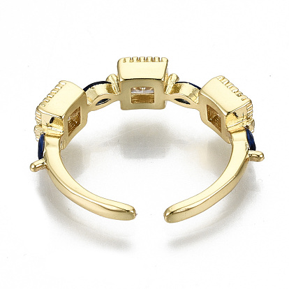 Micro allanar anillos de latón manguito de óxido de circonio cúbico, anillos abiertos, real 18 k chapado en oro, sin níquel, plaza