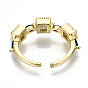 Micro allanar anillos de latón manguito de óxido de circonio cúbico, anillos abiertos, real 18 k chapado en oro, sin níquel, plaza