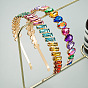 Random Color Glass Rhinestone Hair Bands, Golden Tone Iron Hair Accessories for Women Girls, Colorful