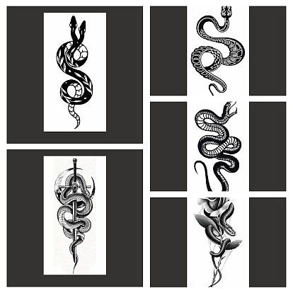 Fresco negro mamba serpiente extraíble temporal a prueba de agua tatuajes pegatinas de papel