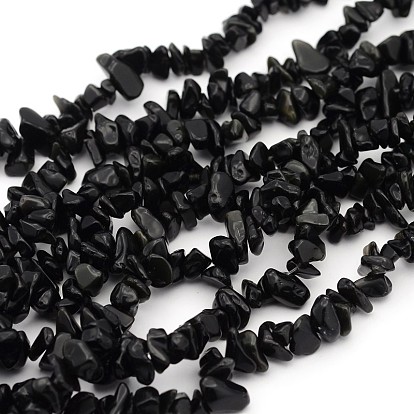 Obsidienne naturelle perles brins, teint, puce