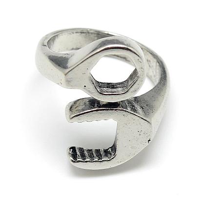 Adjustable Alloy Cuff Finger Rings, Wrench, Size 8