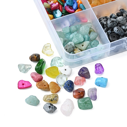 DIY Gemstone Bracelet Necklace Making Kit, Including Natural & Synthetic Mixed Stone Chips & Glass Beads
