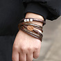 Cuir PU bracelets multi-brins, avec perles de nacre acrylique, cordes de polyester et alliages en cire