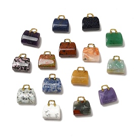 Gemstone Brass Pendants, Handbag Charms, Golden