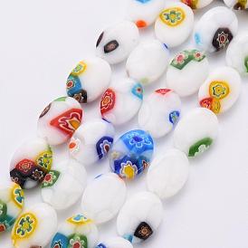 Handmade Millefiori Lampwork Beads Strands, Oval