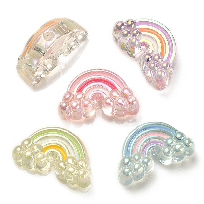 UV Plating Rainbow Iridescent Acrylic Enamel Beads, Rainbow