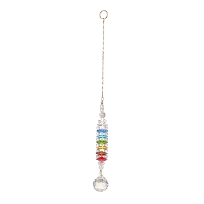 Chakra Natural Quartz Crystal & White Agate Suncatchers, Teardrop Pendant Rainbow Maker, for Window Home Garden Hanging Ornaments
