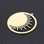 Placage ionique (ip) 201 pendentifs en acier inoxydable, Coupe au laser, anneau avec le soleil