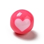 Two Tone Opaque Acrylic Beads, Round with Heart