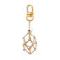 Brass Macrame Pouch Empty Stone Holder Pendant Decoration, with Alloy Swivel Clasps