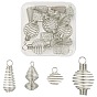 20 piezas 4 estilos colgantes de jaula de cuentas en espiral de resorte de aleación de hierro, encantos de jaula, formas mixtas