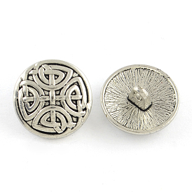 Tibetan Style Half Round Alloy Shank Buttons, Cadmium Free & Lead Free, 17x7.5mm, Hole: 2mm, about 403pcs/1000g