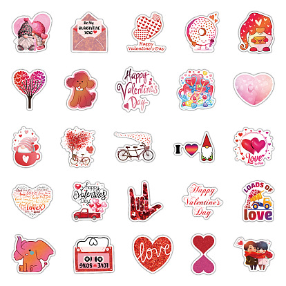 50 pegatinas de dibujos animados de PVC con tema del día de San Valentín, calcomanías impermeables autoadhesivas, para maleta, monopatín, refrigerador, casco, cáscara del teléfono móvil